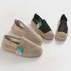K839 Женские кружевные мокасины на платформе с вышивкой: Холщовая ткань, толстая подошва, дизайн с соломенной веревкой, идеально подходит для весны и лета.