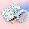 Boho Style Silicone Bead Bracelet Keychain Fragmented Design Leather Card Bag Keychain  Travel