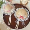 Mini Pet Straw Hat with Lace Adjustable Sun Protection Straw Hat with Bow Handwoven Outdoor Pet Accessory for Small Cats And Dogs