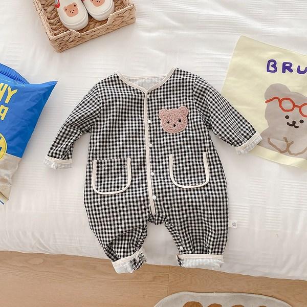 Pattern Check Pattern for Star Door Children Long -sleeved Space Suit Size 66, Korea Best Childrens Clothes