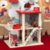 Play House Parking Lot Role-playing Simulation Police Station Fire Station Assembled Early Education Educational Wooden Toys