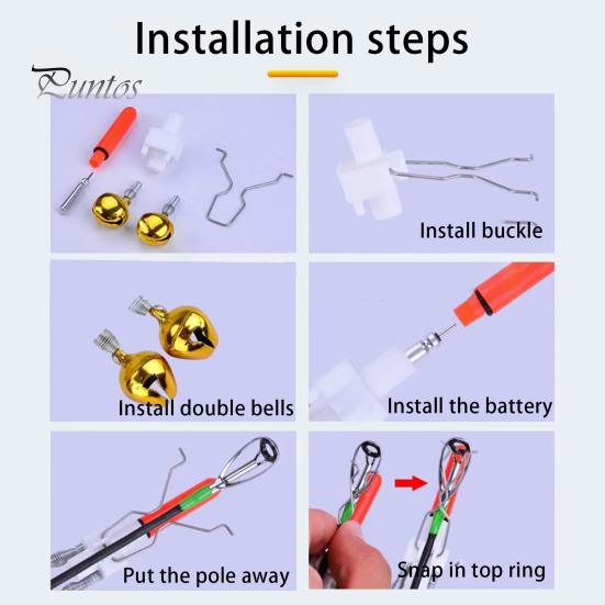 Светильник для удочки с двумя колокольчиками, светодиодный сигнализатор поклевки, ночной световой сигнализатор для удочки, датчик поклевки, рыболовные принадлежности