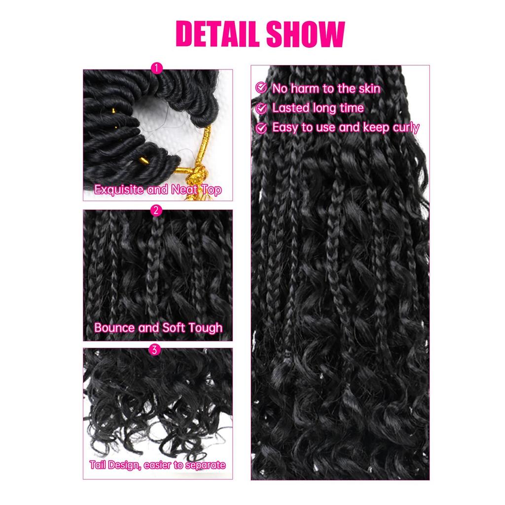 ALAN EATON 14 Inches 60g Synthetic Gradient Color Goddess Braids Crochet Curly Boho Braids Crochet Extension for Women 16 Strands/Pack