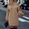 Off-the-shoulder Sweater Pullover for Autumn and Winter, New Loose Semi-high Neck Lantern Sleeve Knitted Sweater for Women