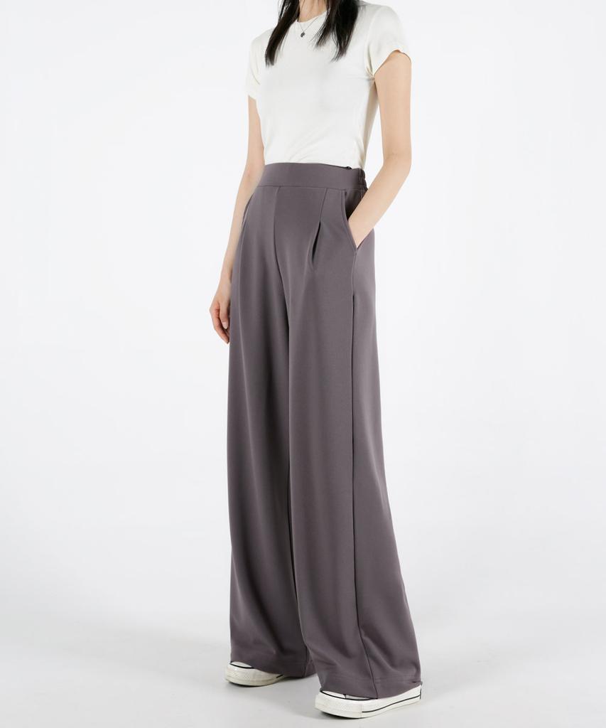 UMM Women'S Back Elastic Single-Pleat Wide Spandex Pants 2 Colors