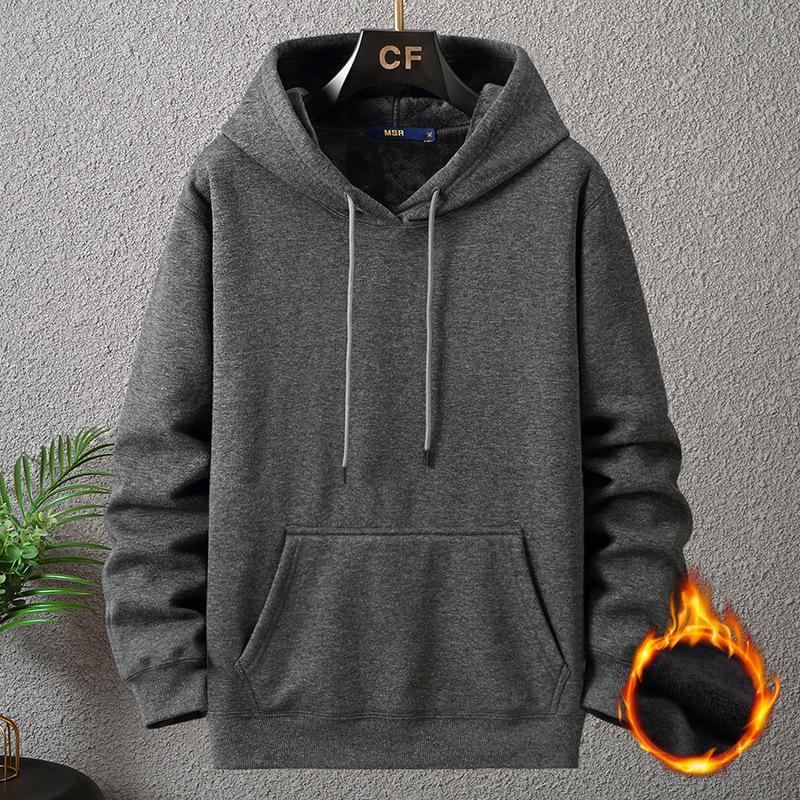 Однотонные худи мужские больших размеров, осенне-зимние толстые флисовые худи, большой размер 12XL, худи-пуловер с капюшоном