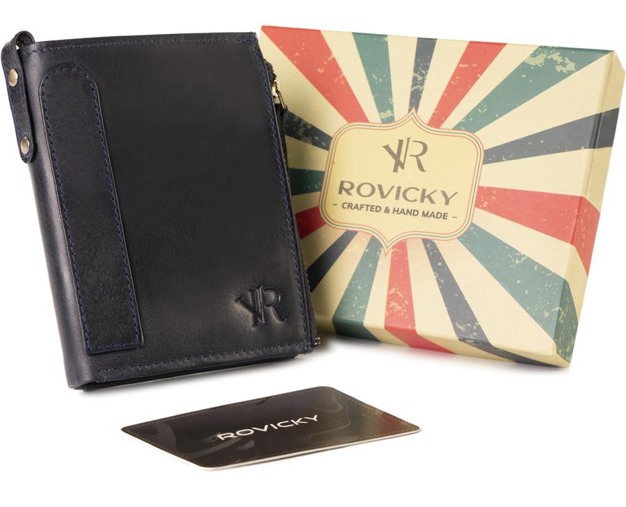 Skórzany pionowy męski retro portfel RFID Rovicky