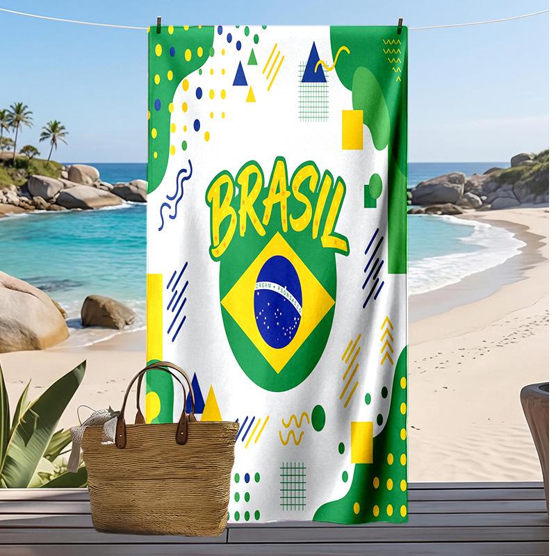 Пляжное полотенце с принтом Бразилия по футболу, быстросохнущее, супервпитывающее, мягкое банное полотенце для плавания, пляжа, путешествий, сувенир, подарок