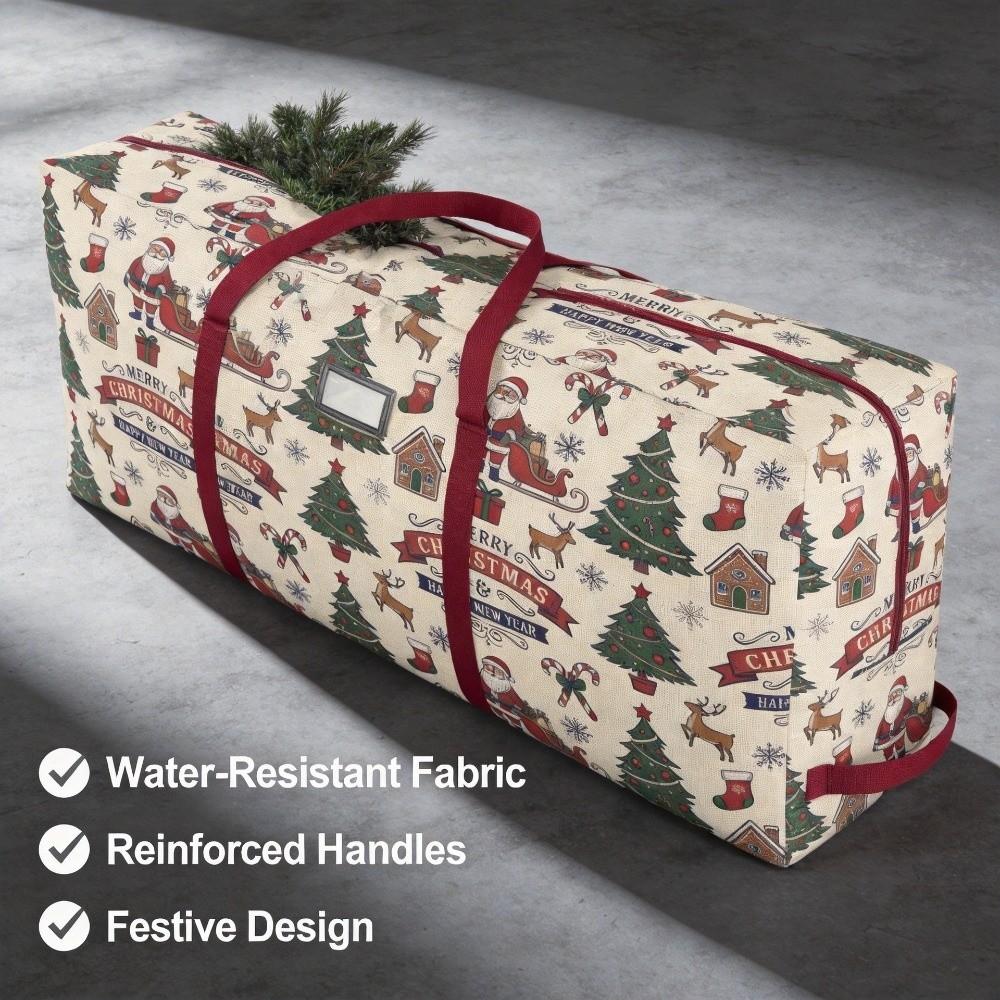 Oxford Cloth Christmas Organizer Bag Cartoon Print Xmas Storage Bag Christmas Tree