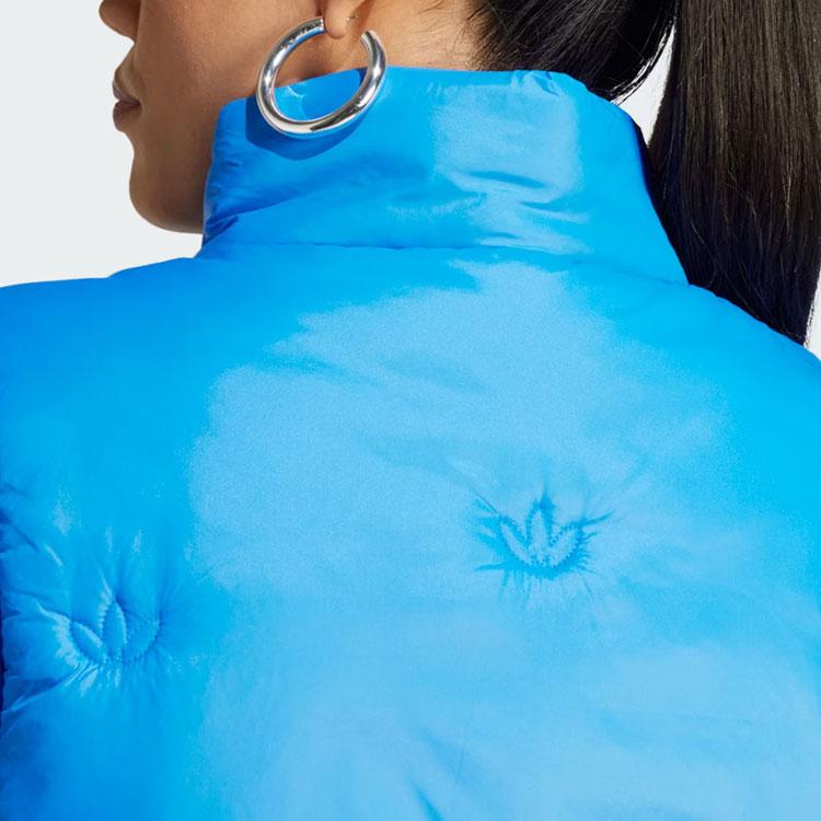 adidas Оригинальный жилет с монограммой, однотонный спортивный короткий жилет с логотипом, женские жилеты цвета «птица-перо»-синего цвета IJ8204