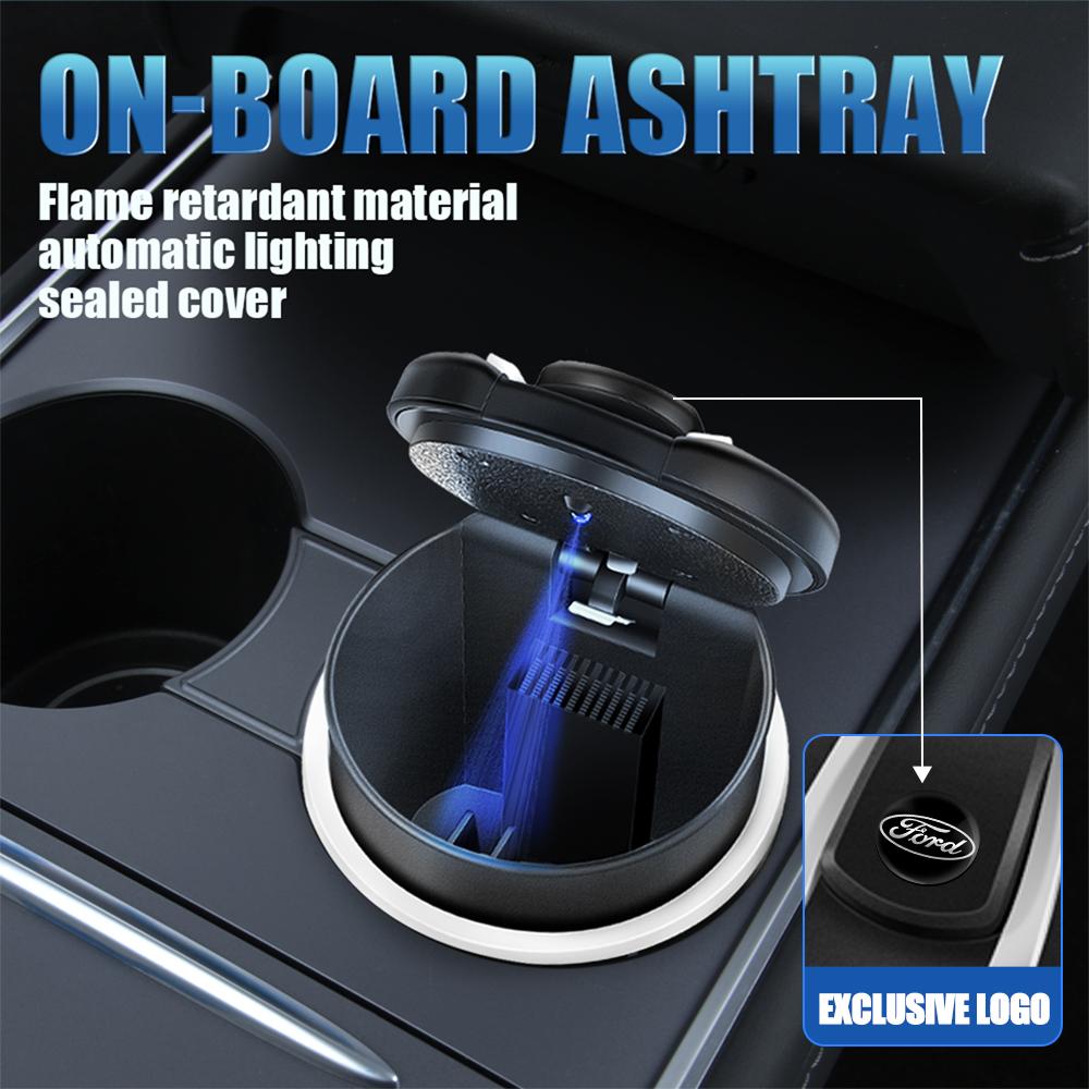 Car Portable Cigarette Ashtray Cup With LED Light Cigar Holder Center Cover For Ford Transit Fiesta Mondeo Fusion Escape Shelby