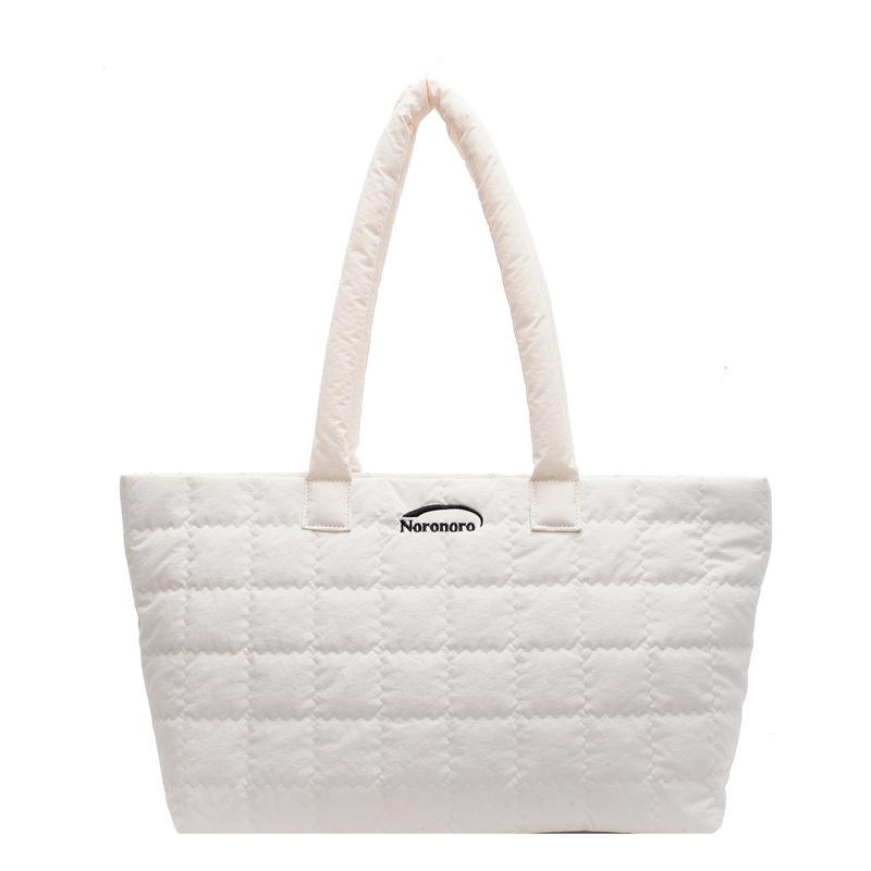 Сумка большой вместимости женская новая повседневная модная универсальная наплечная сумка простая однотонная пуховая сумка