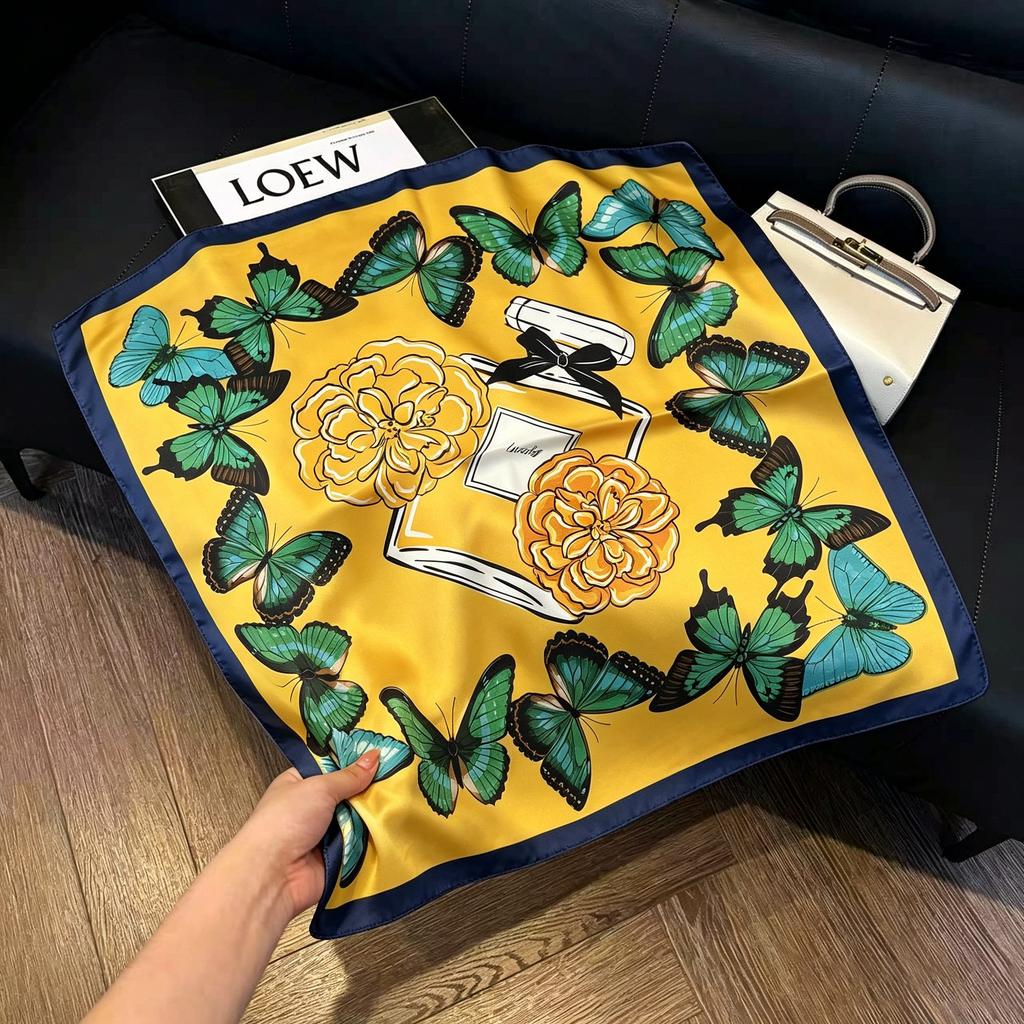 ins trendy small square scarf women's small scarf neck protection scarf decoration spring and autumn versatile thin silk scarf summer 71x71