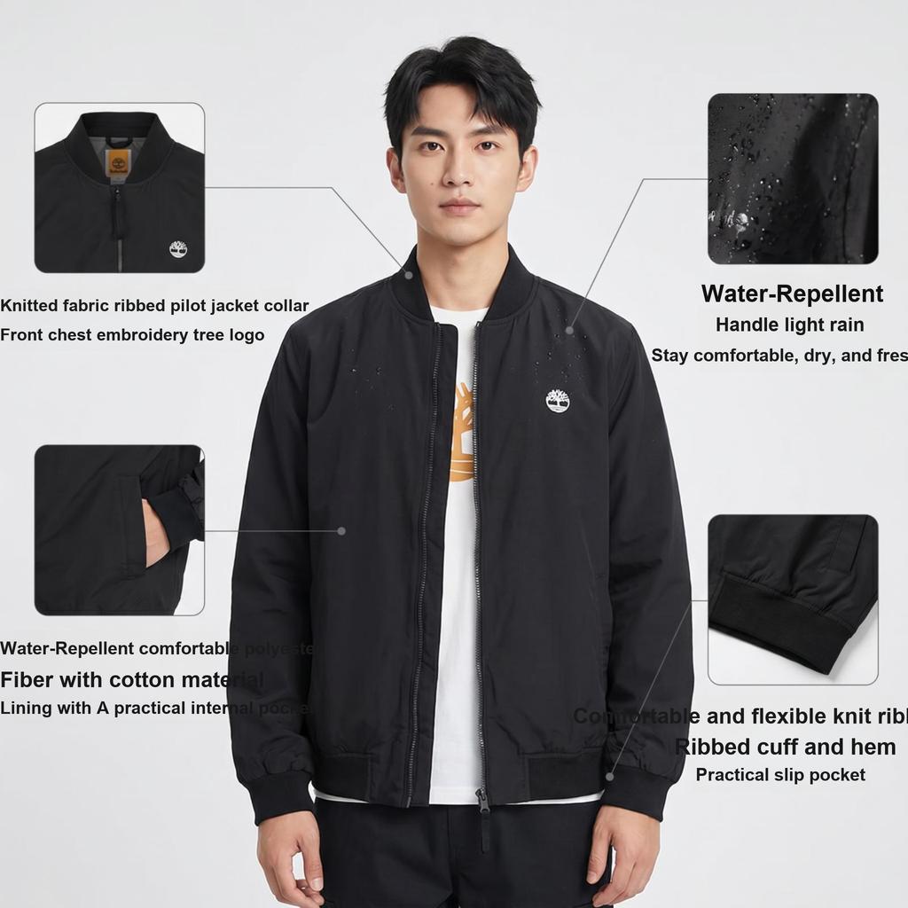 Timberland Urban Outdoor FW24 Удобная повседневная куртка на молнии с длинным рукавом Мужские куртки черного цвета A5M9T-001
