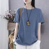 Literary and Fresh Short Sleeved T-shirt Women's Summer Korean Oversized Women's Loose and Versatile Solid Color Top
