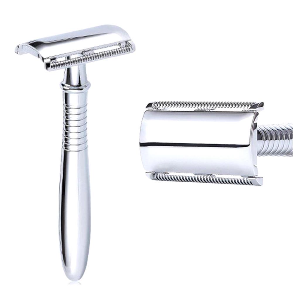Manual Chrome Long Handle Barber Shaving Safety Blade Razor Classic Stainless Shaver Face Care Tool