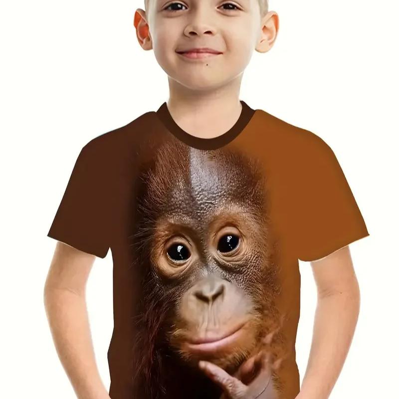 Ретро 3D принт повседневная детская одежда топ футболка футболка животные дети мальчик аниме футболки с коротким рукавом