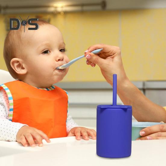 150 мл детские кружки с крышкой и трубочками многоразовые непроливающиеся кружки для детей небьющиеся силиконовые детские кружки-непроливайки для дома, школы, кухни