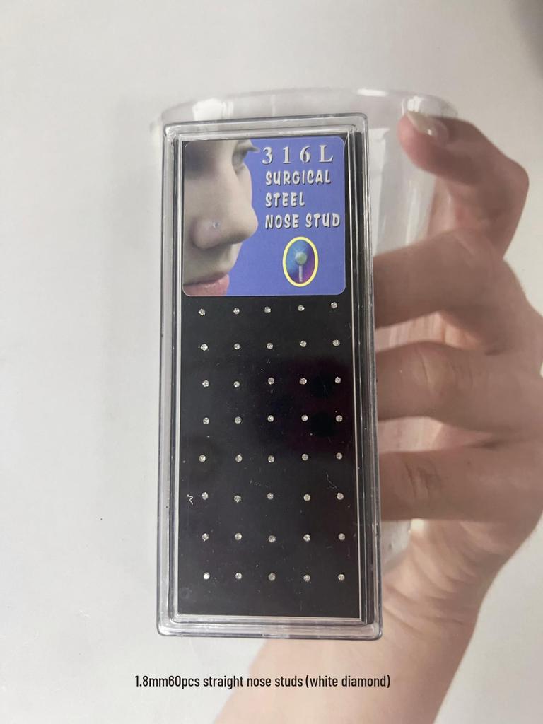 60 шт. 1,8 мм Стальные стразы Пирсинг для носа и хряща уха