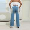 Jeans Women's Ripped Pocket Retro High Waisted Straight Leg Pants