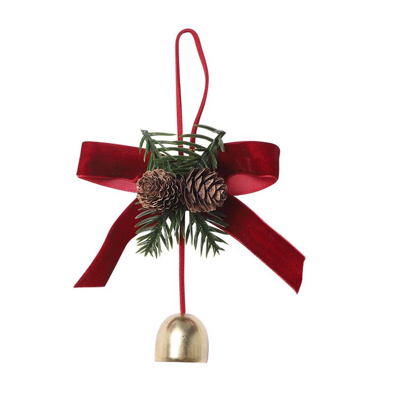1/2Pcs Christmas Bell Ornaments Velvet Bow Hanging Pendants Xmas Tree Wreath Decor Navidad Holiday Home New Year Craft Supplies 7