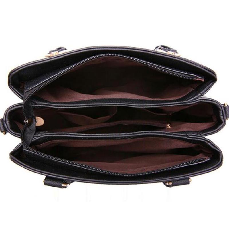 Women Tassel Leather Handbags Tote Top-handle Embroidery Shoulder Bag