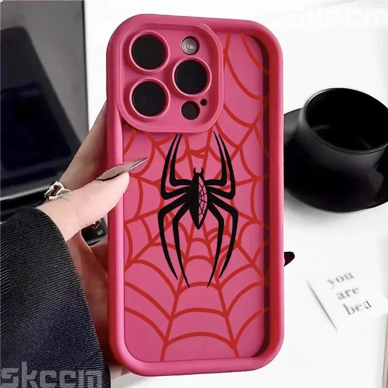 Мягкий противоударный чехол из ТПУ с рисунком «Черная паутина» для iPhone 16 15 14 Pro Max 13 12 11 XR X XS 7 8 16 Plus.