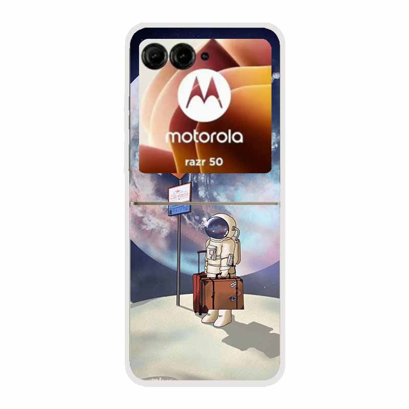 Чехол для Moto Razr 50 Прозрачный Пластик Жесткий Окрашенный Космический Прозрачные Чехлы для Телефона для Motorola Razr 60 50 Coque Razr 2024 PC Чехлы