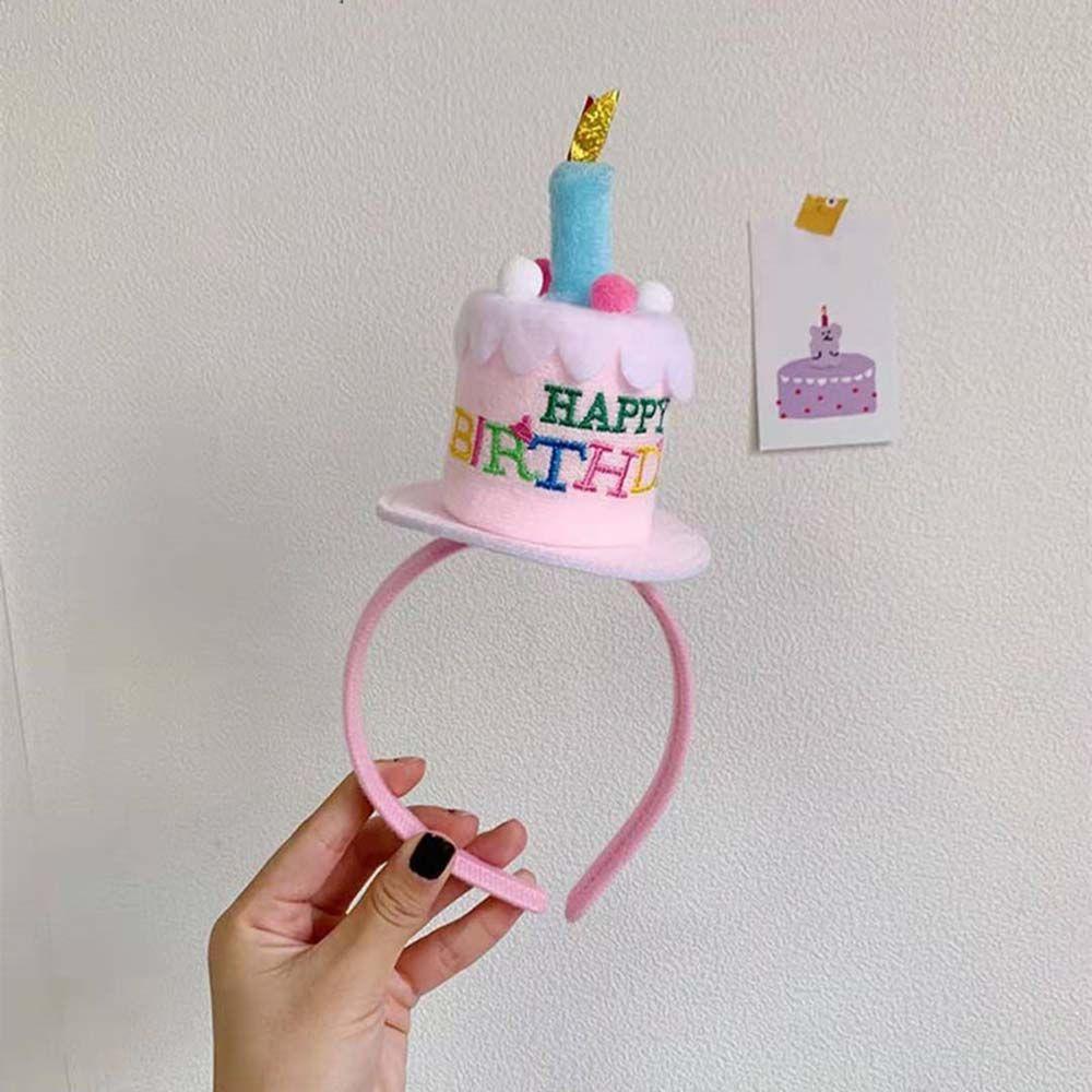 Band Pink Photo Props Hair Hoop Birthday Cake Headband Happy Birthday Headband Birthday Decoration