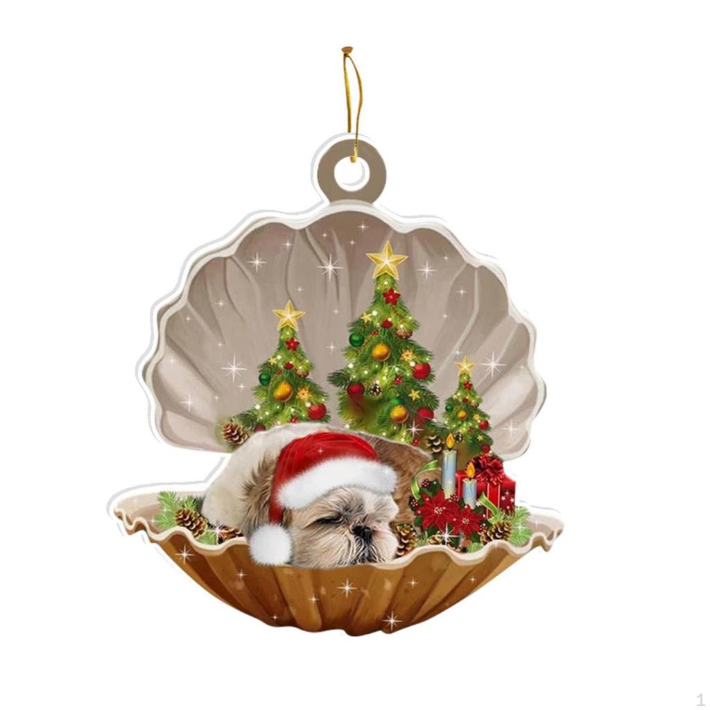 Christmas Tree Hanging Ornament Acrylic Pendant Car Photo Prop Sleeping Puppy Charm for Winter