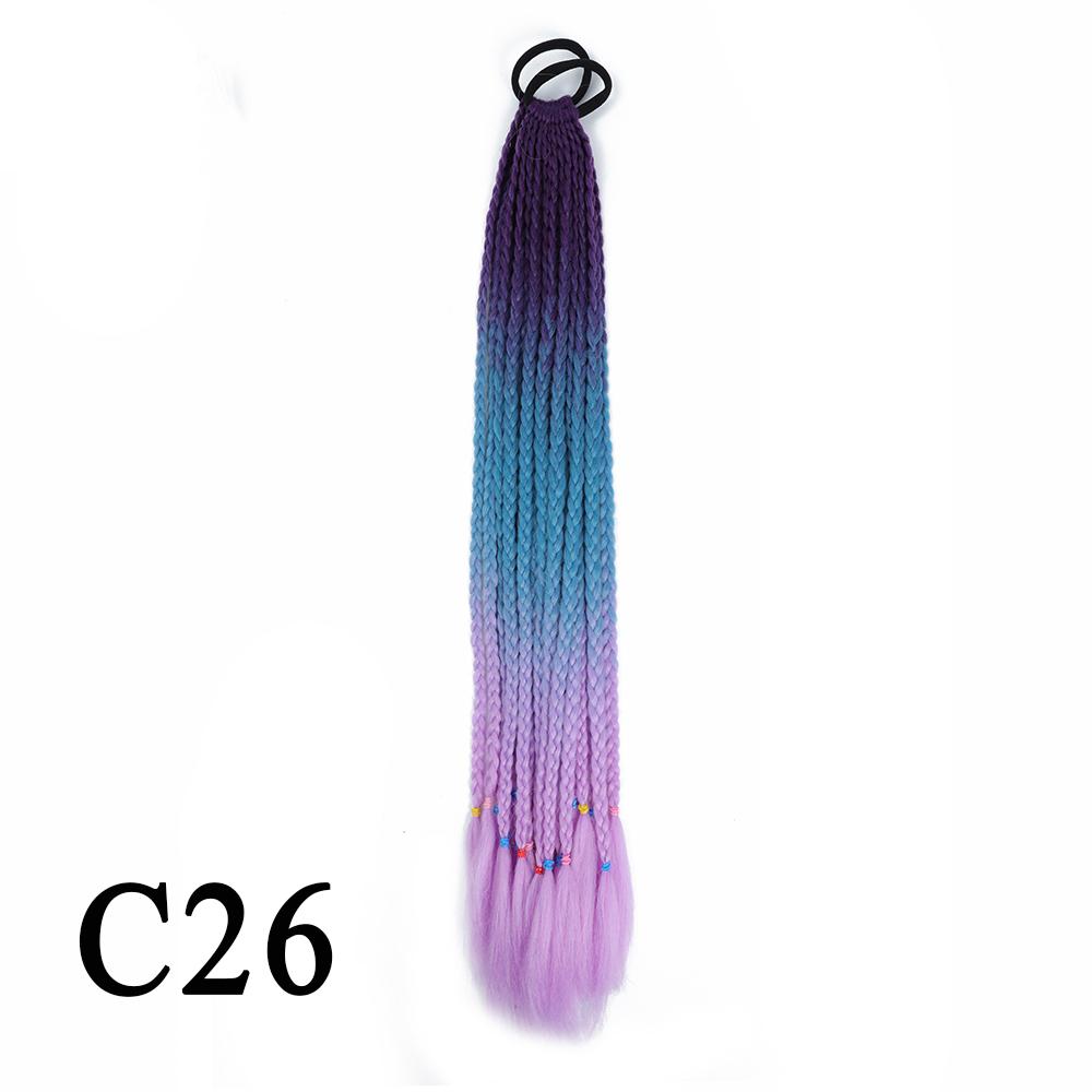 Плетеный хвост с резинкой, черный плетеный хвост ручной работы из термостойкого волокна, шиньоны с конским хвостом для девочек