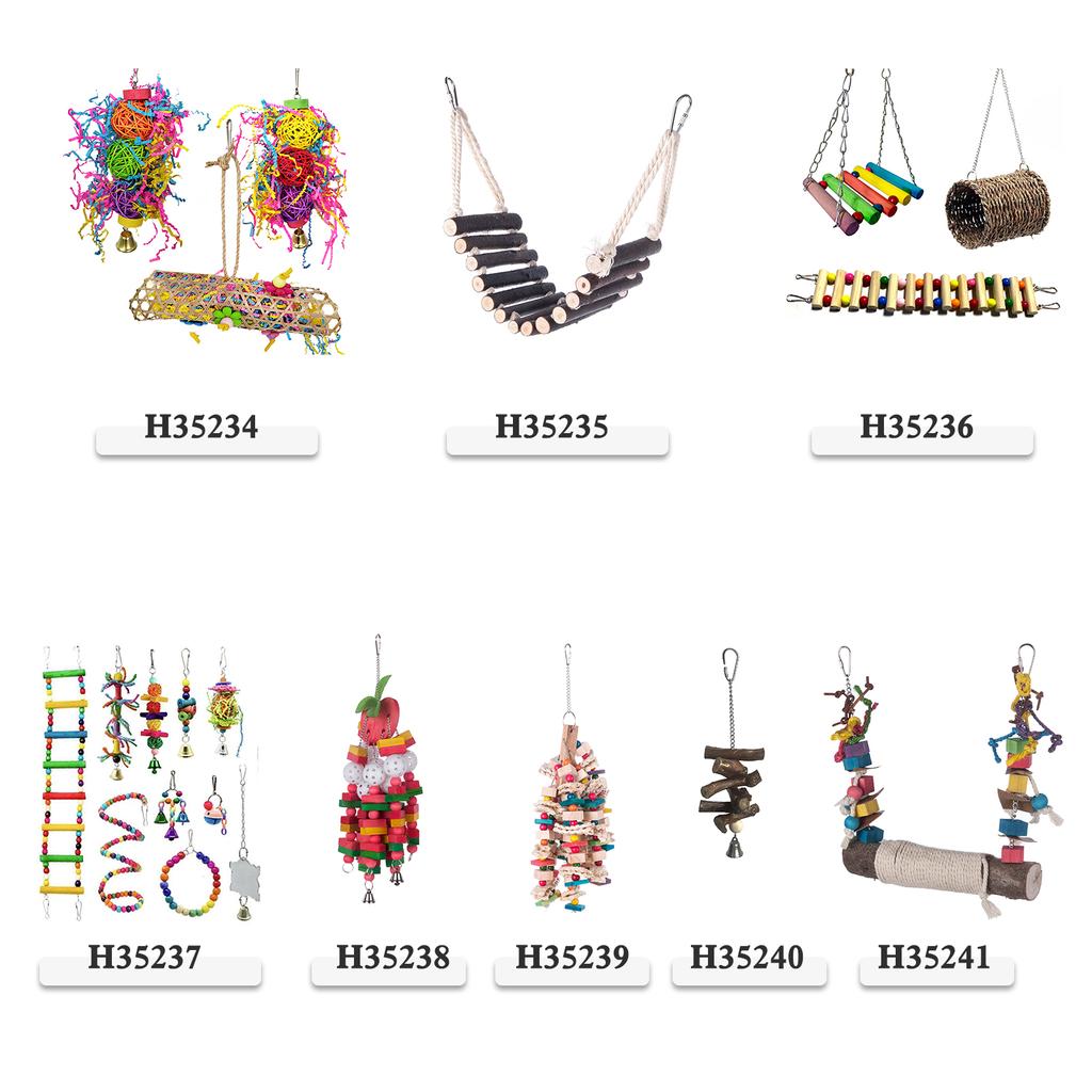 10 шт. игрушки для птиц для попугая, качели, веревочная лестница, жевательные игрушки с колокольчиками, гнездо, подвесная игрушка для