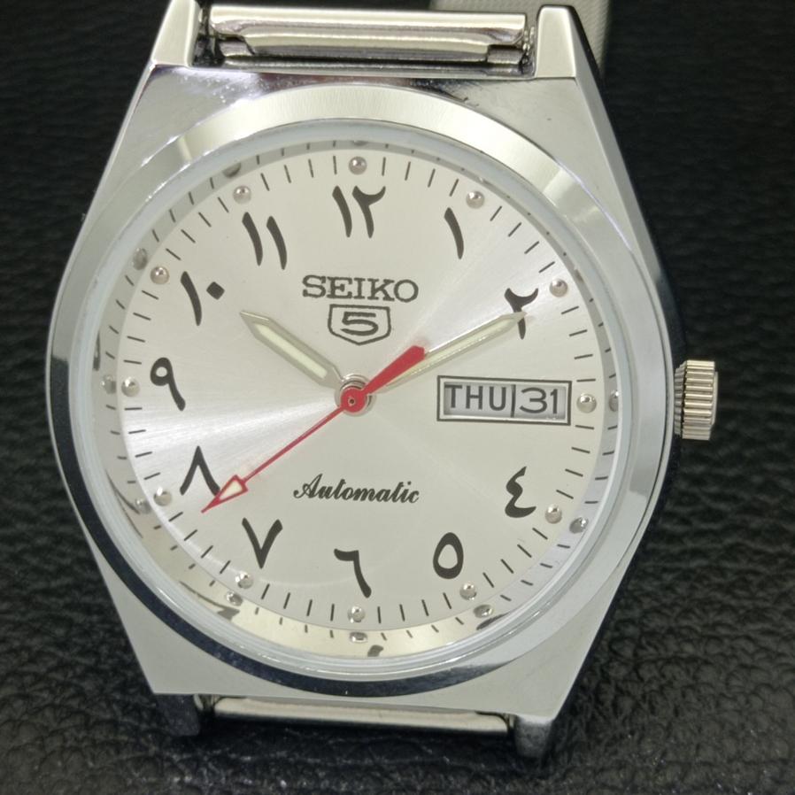 ВОССТАНОВЛЕННЫЕ ВИНТАЖНЫЕ SEIKO 5 AUTO 6349A ЯПОНИЯ МУЖСКИЕ АРАБСКИЕ СЕРЕБРЯНЫЕ ЧАСЫ a298954-2
