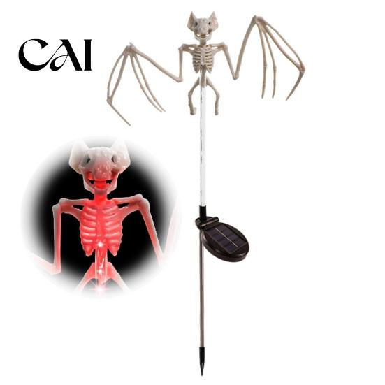 Realistic 3D Bat Bone Props Solar Halloween Garden Lights, Skeleton Pathway Decor, Waterproof LED Spooky Stickers for Windows Stake Light Outdoor Yard
