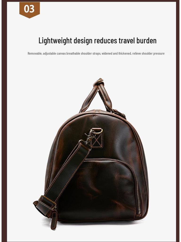 Мужская кожаная дорожная сумка с отделением для обуви - Винтажная кроссбоди ручная кладь