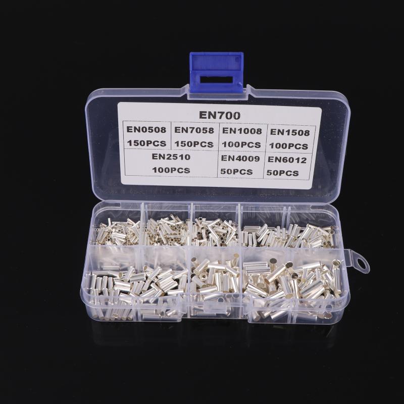 700 шт. Смешанный размер Неизолированные кабельные гильзы Голый клеммник Трубчатые наконечники для проводов Простые для соединения проводов Обжим штифтом