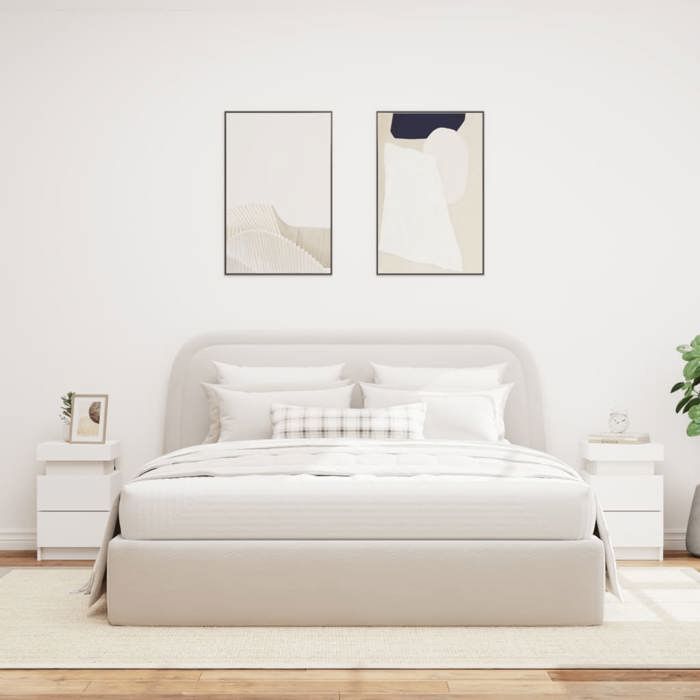 VidaXL Tables de Chevet avec Lumières LED 2 pcs, Armoires de Lit avec Rangement, Tables de Nuit, Armoires de Nuit, Moderne, 836750