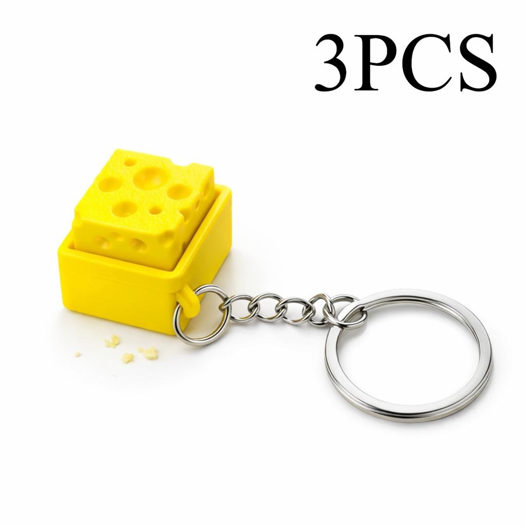 Gift Funny Cheese Clicker Fidget Keychain Portable Squeeze Sound Cheese Keyboard Mechanical Keyboard Keychain Holiday Gift