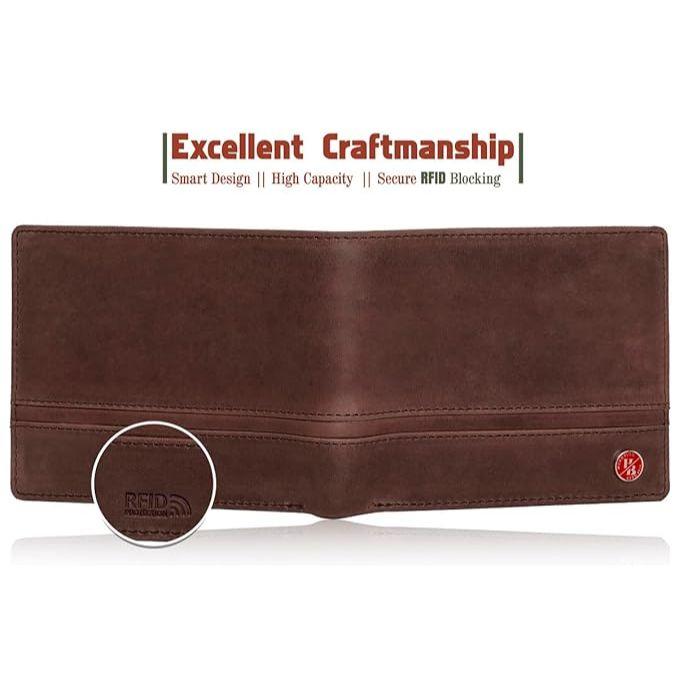 Denial Hunter Коричневый кожаный кошелек для мужчин | Кожаный мужской кошелек с блокировкой RFID | Кошельки мужские из натуральной кожи