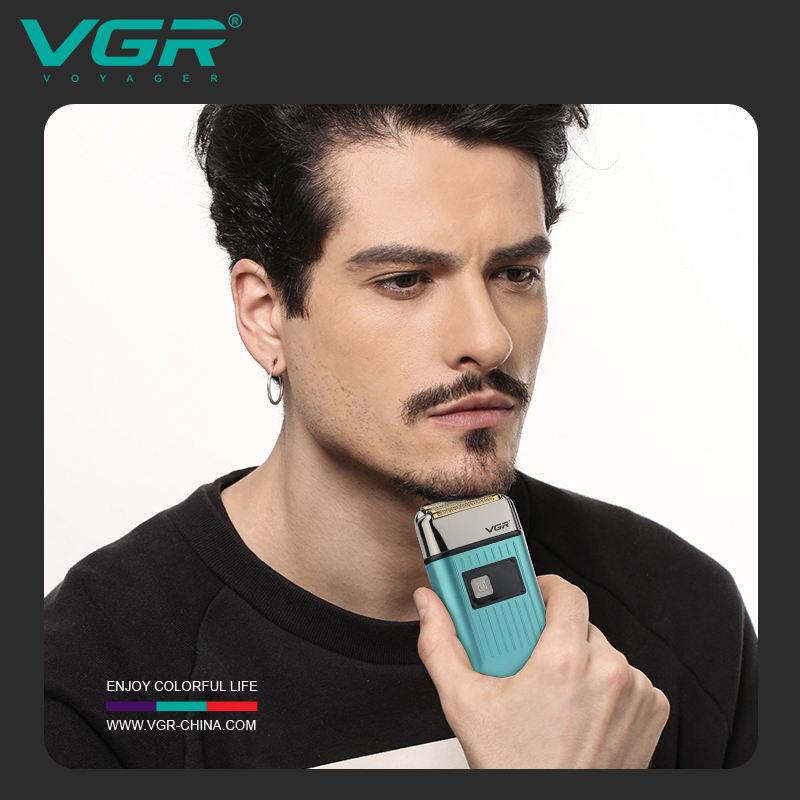 VGR V-357 Сеточная электробритва Сплав Двойное лезвие Глубокая очистка Триммер для бакенбард со светодиодной индикацией Интеллектуальный цифровой триммер для волос Водонепроницаемый и долговечный