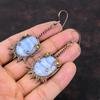 Серьги из голубого кружевного агата, серьги с медной проволокой, серьги с драгоценными камнями ручной работы, серьги-подвески из меди, ювелирные изделия с проволочной оберткой, подарок на помолвку
