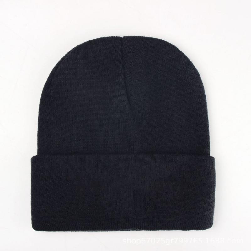 Brimless beanie big head circumference knitted hat knitted hat knitted hat black knitted hat outdoor warm hat