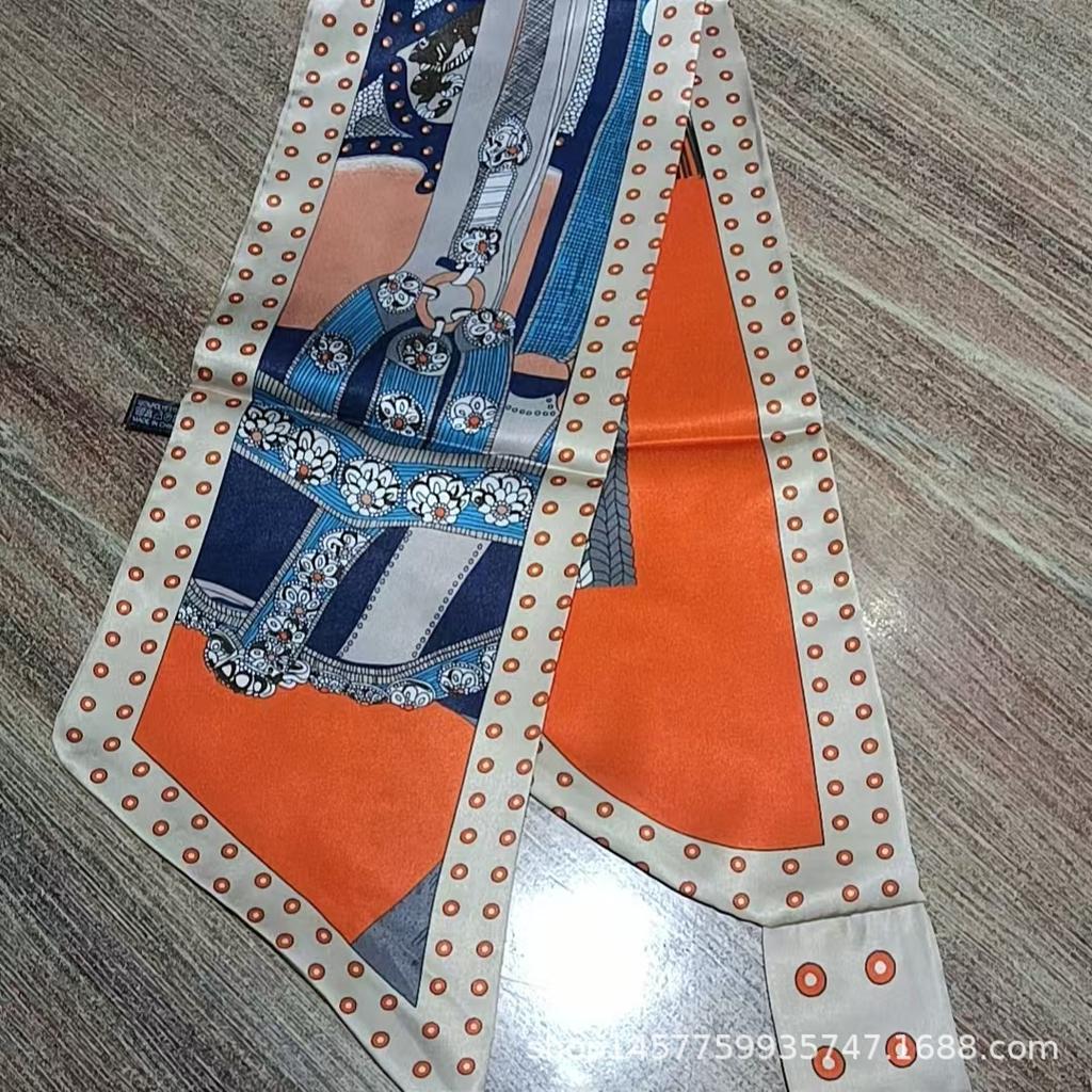 Silk Scarf Small Long Square Scarf Women'S High-End Neck Protection Scarf Professional Matching Shirt Scarf