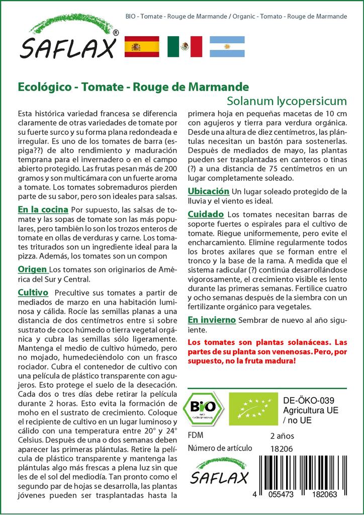 SAFLAX Garden in the Bag - Органический - Помидор - Rouge de Marmande - 10 семян - С субстратом в подходящем пакете - Solanum lycopersicum