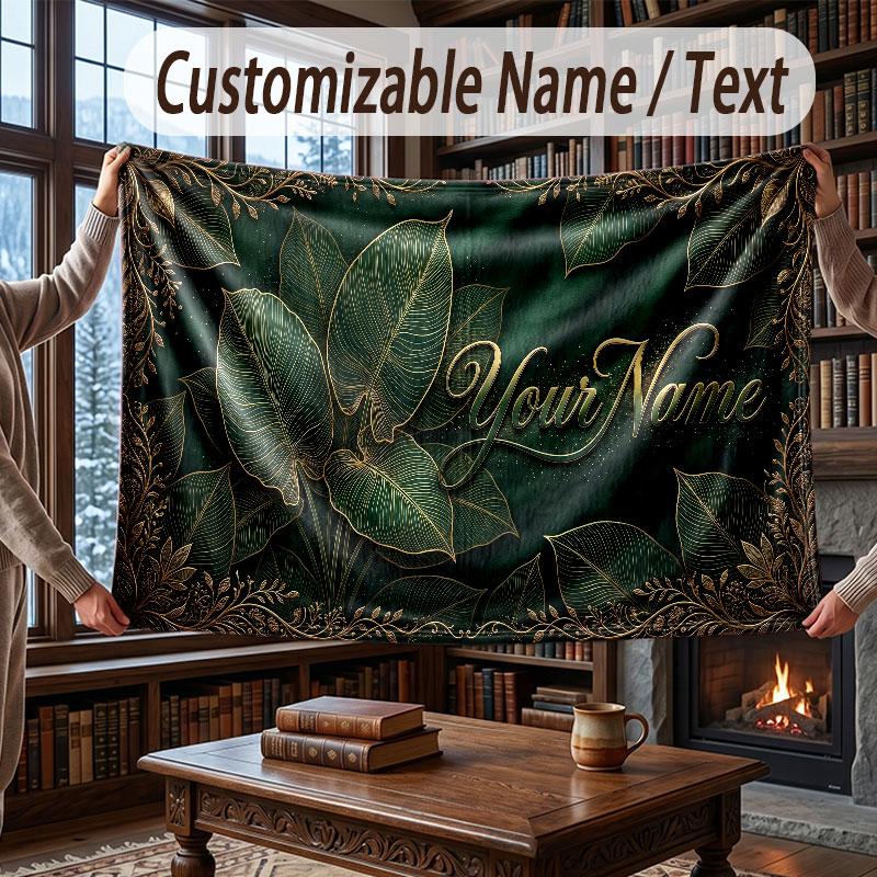 Mountain Landscape Theme Throw Blanket Custom Name Text Personalized Blanket Soft Cozy Blanket for Home Sofa Bed