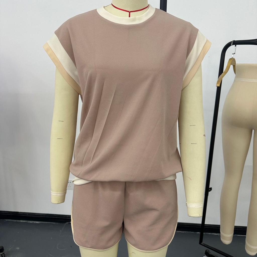 Plus Size Summer Women's Short Sleeve Top Shorts Suit Trendy Loose Pullover Round Neck Casual Suit