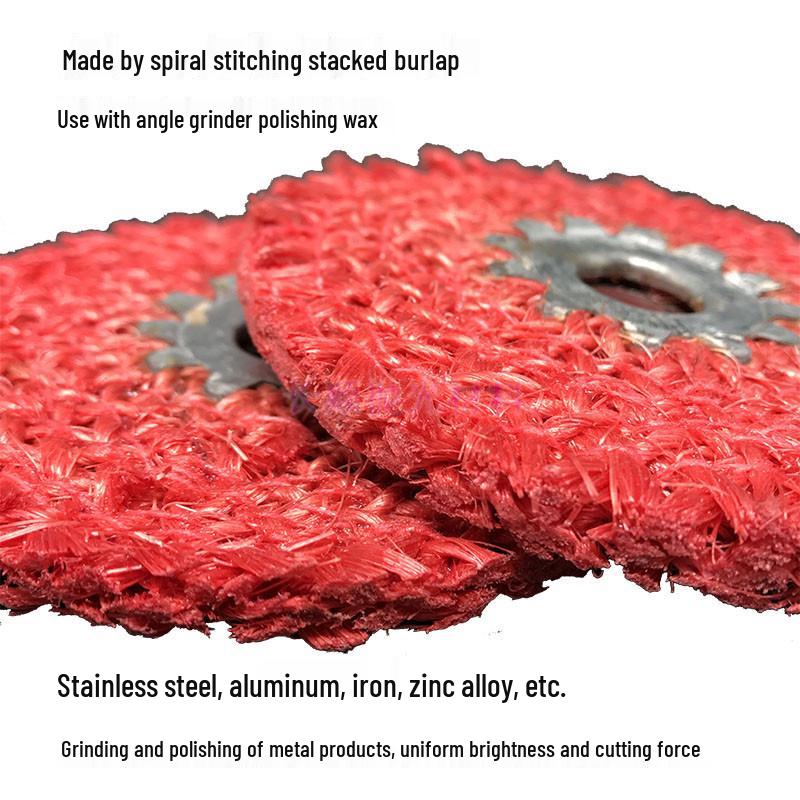 Feilu Red Sisal Polishing Wheel: 4-inch 100*16 Stainless Steel & Iron Cover Angle Grinder Cloth Wheel with Free Shipping