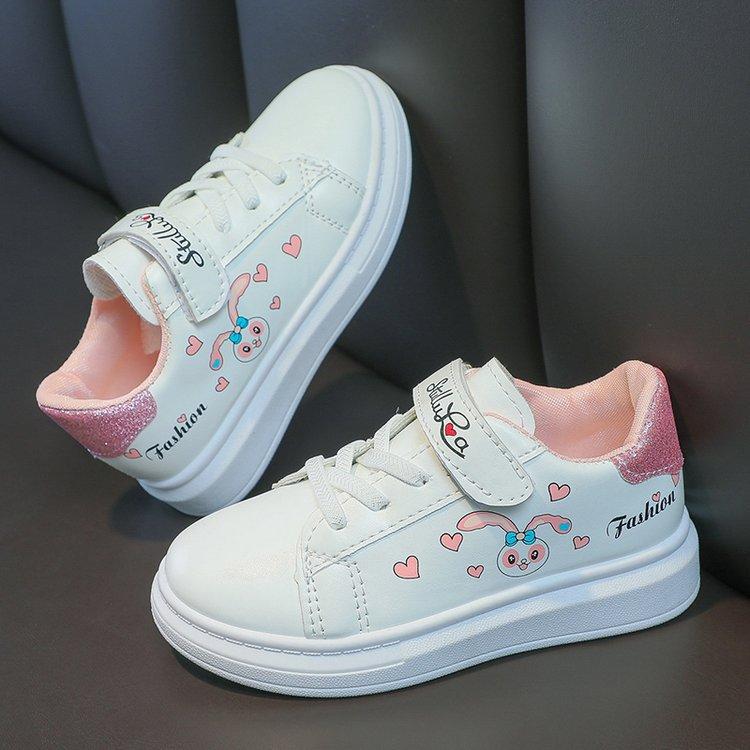 2025 New Girls' Little White Shoes Spring and Autumn Boys' Non-slip Solid-soled Board Shoes Thick-soled Heightening Children's Sports Shoes