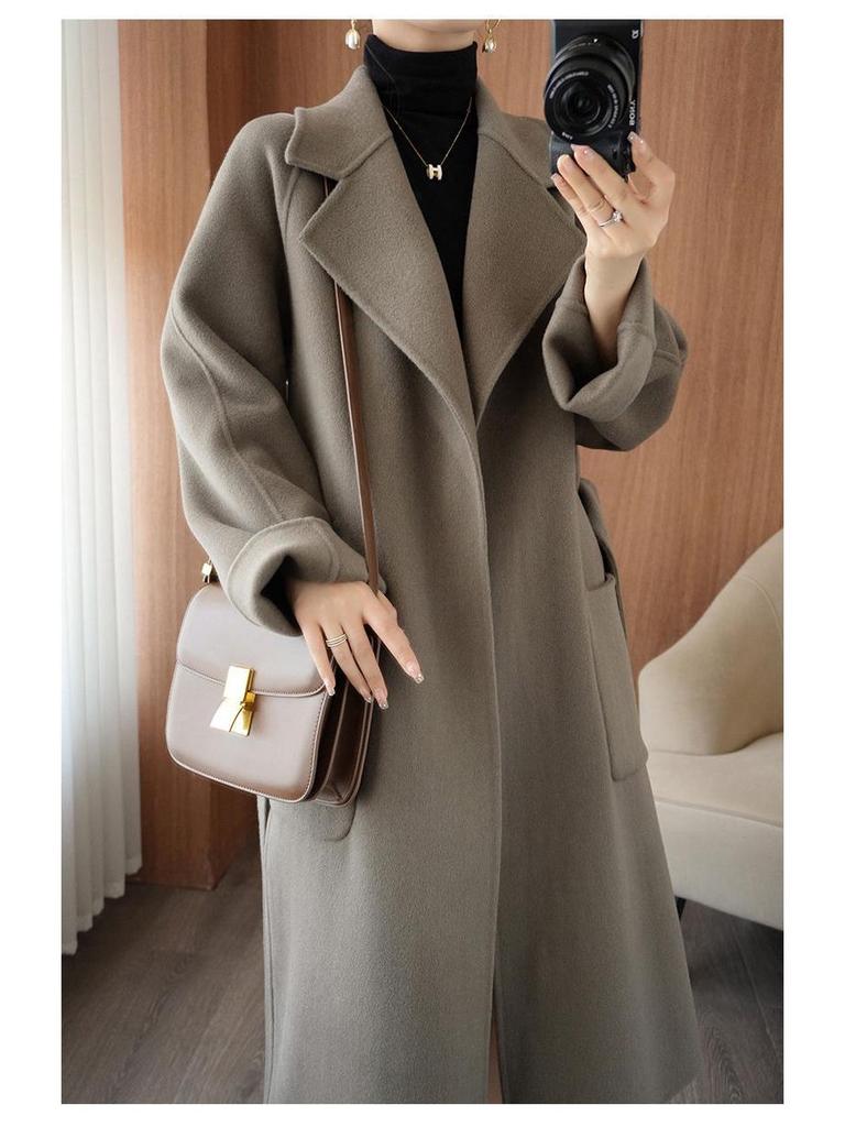 Extra Long Double-Faced Wool Coat for Women - Loose Silhouette, Off-Season Promotion