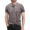 Мужская футболка-henley с потертостями и разрывами, короткий рукав, текстурированная, винтажная, панк, повседневная, топ